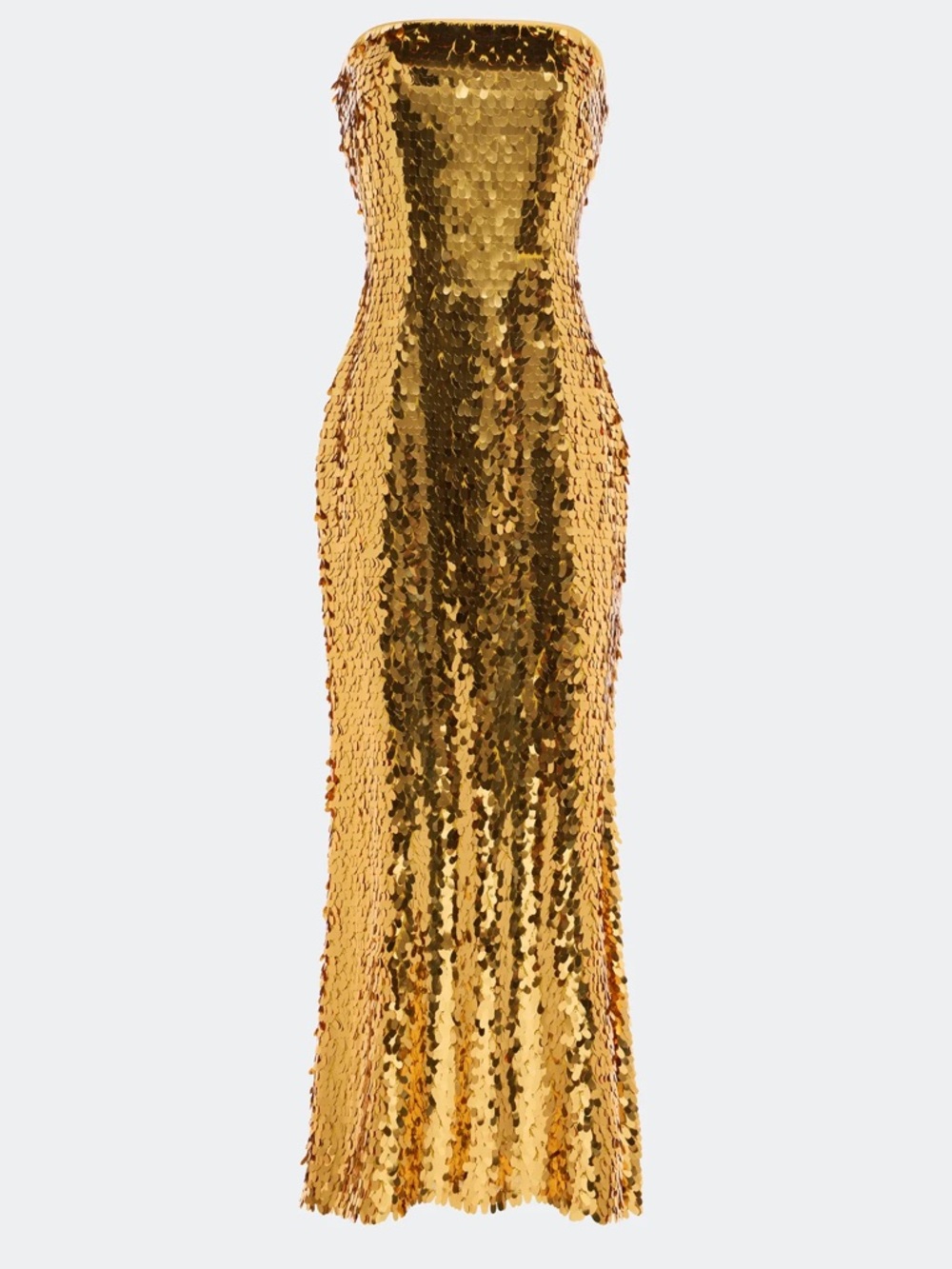 🍋SALE🍋 Anthropologie Disco Maxi Dress Gold Sequin Strapless - Picture 6 of 6